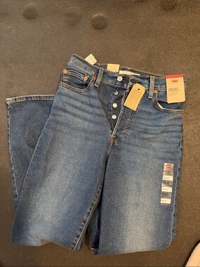 Levi's Blue Button-Fly Straight Leg Jeans